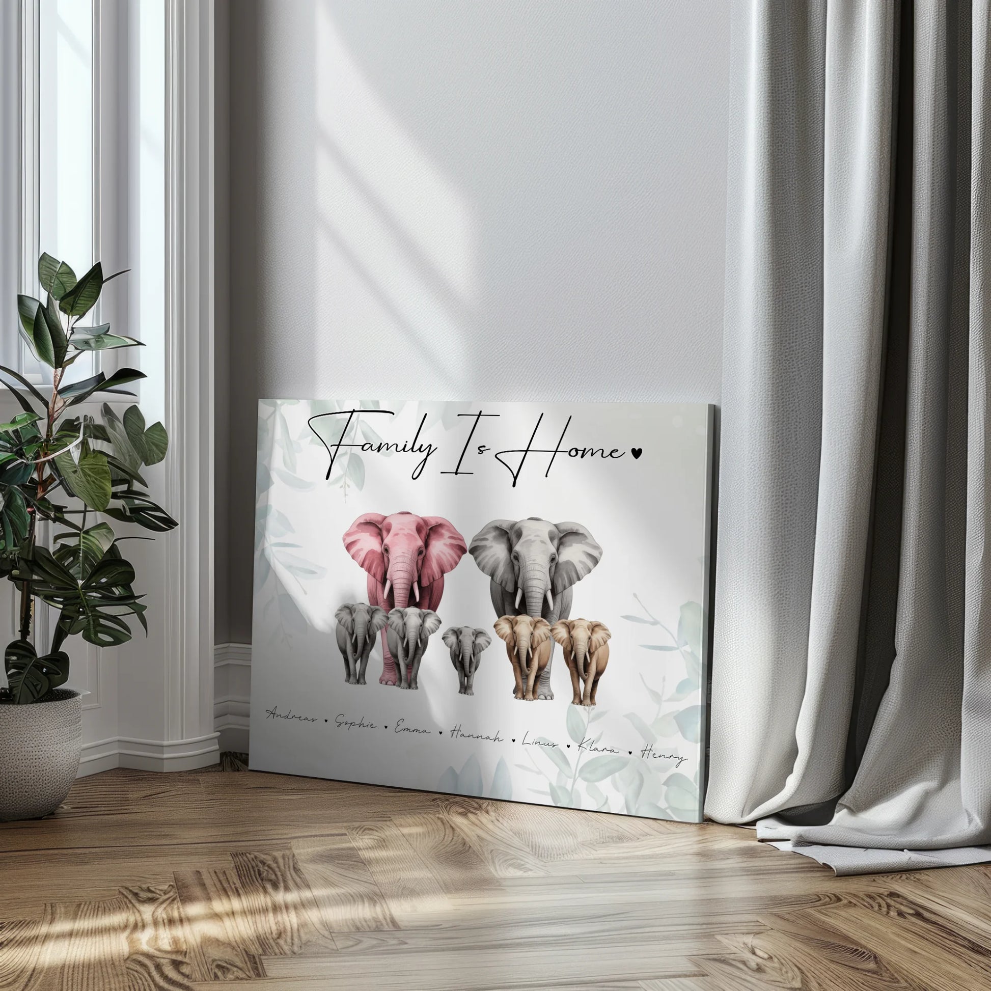 Leinwand Familie Spruch Elefanten Familienporträt Geschenk für Mama Papa Oma Opa 3