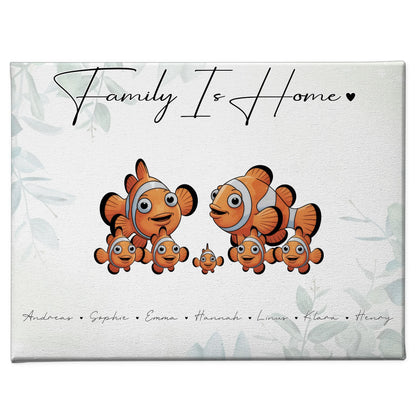 Leinwand Familie Namen Clownfisch Familienporträt Geschenk für Papa Mama Oma Opa 1