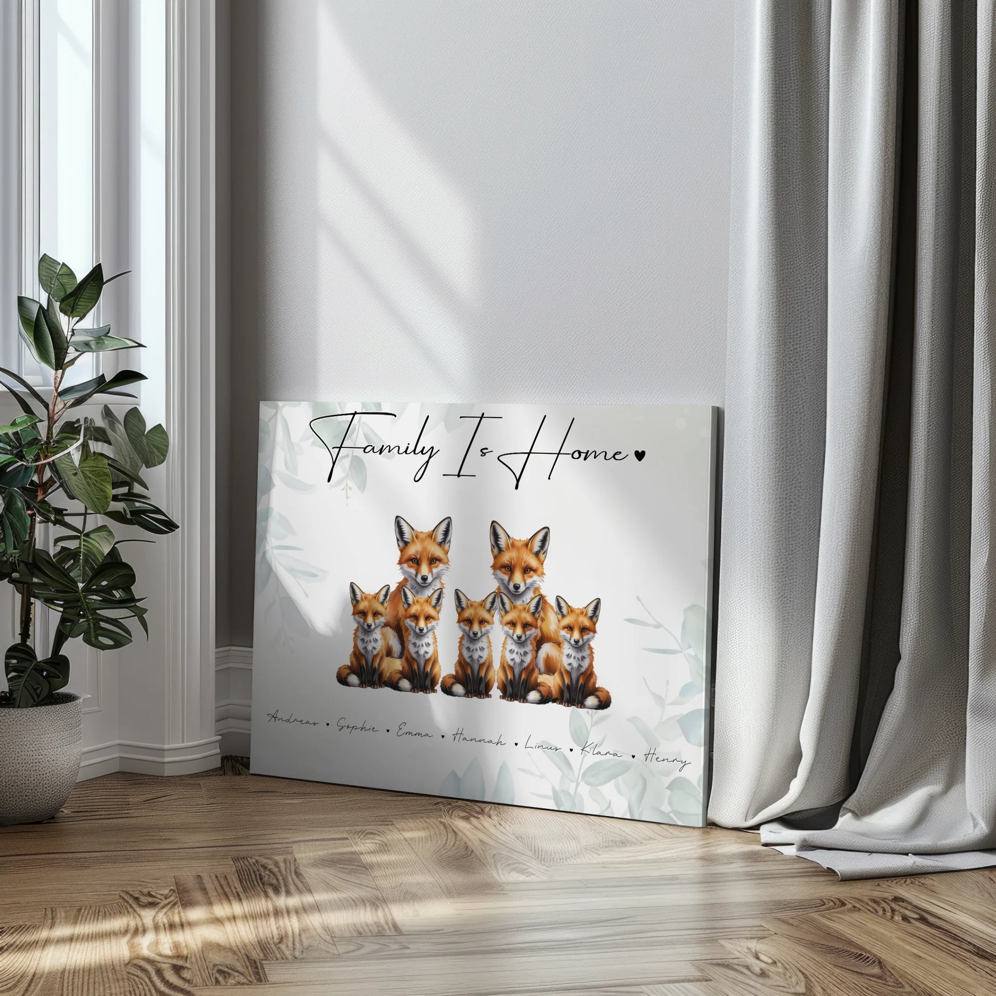 Leinwand Sprüche Familie Fuchs Familienporträt Geschenk für Oma Opa Mama Papa 3
