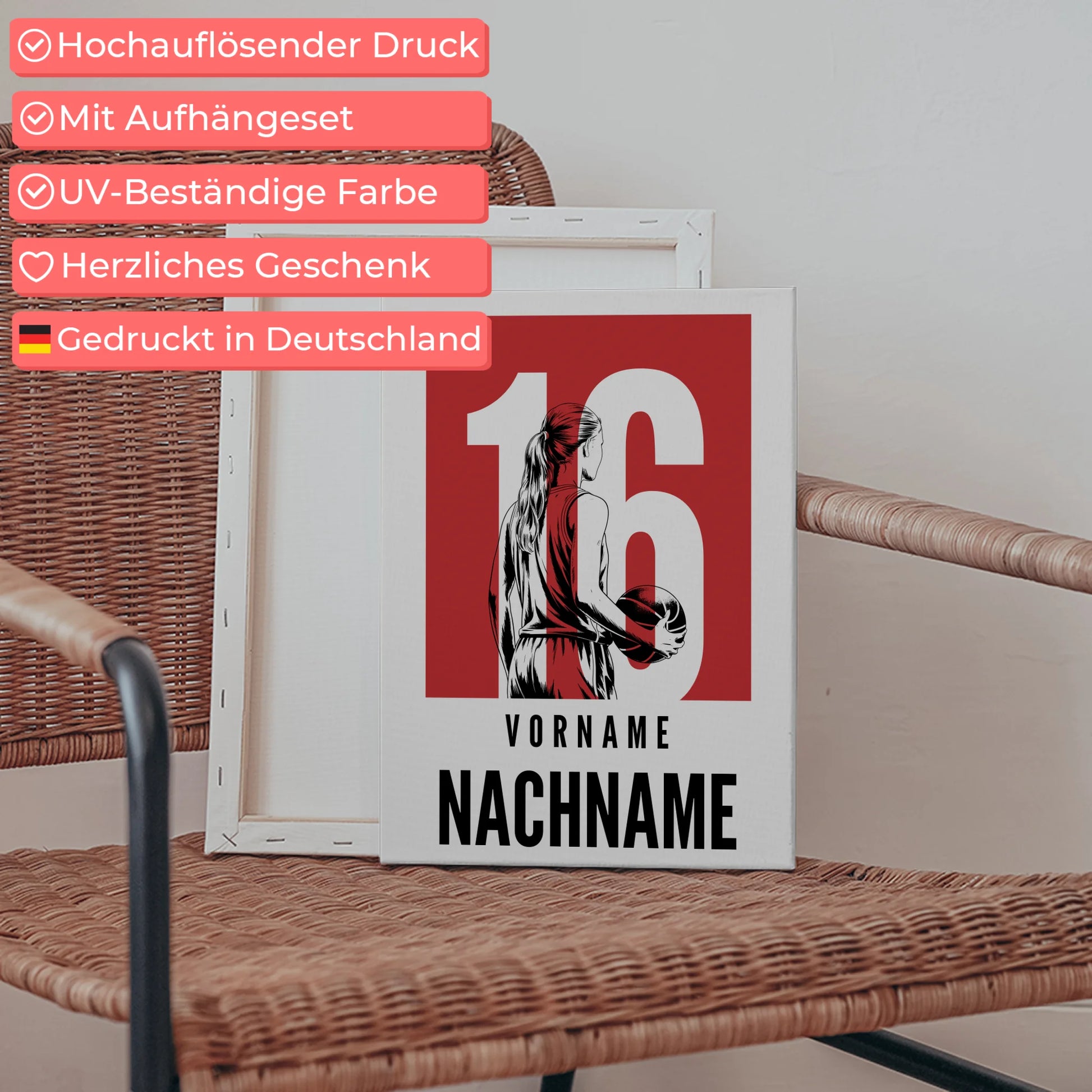 Sport Leinwand Basketball Basketballerin Geschenk für Tocher Freundin 5