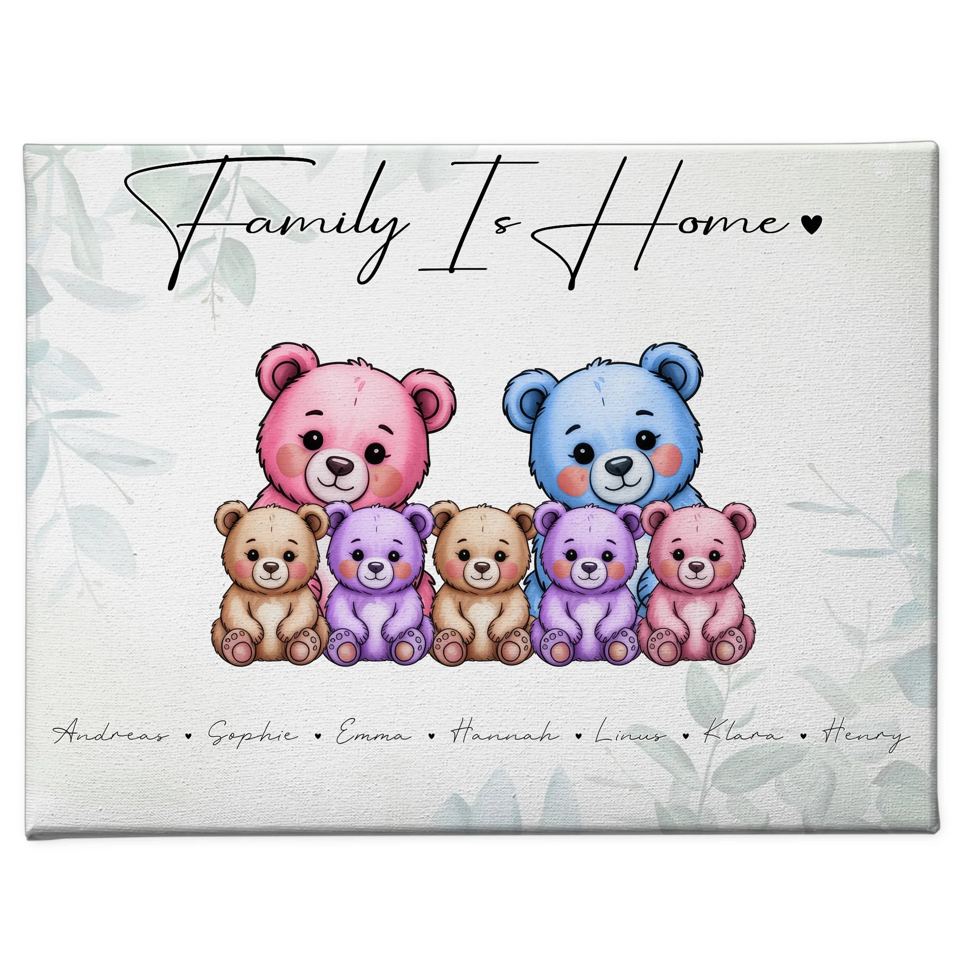 Leinwand Familie Bärchen Familienporträt Geschenk für Mama Papa Oma Opa 1