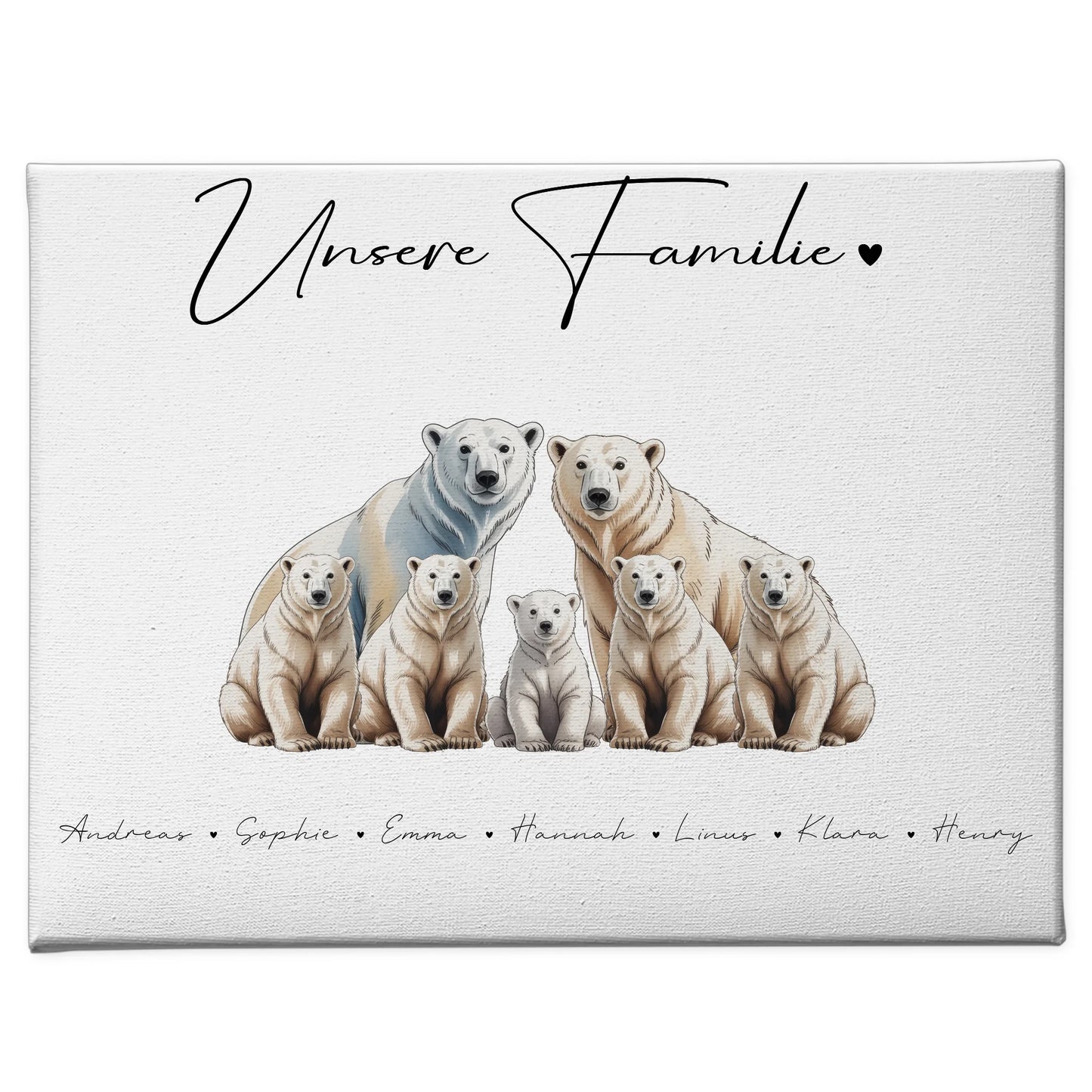 Leinwand Personalisiert Familie Eisbär Familienporträt Geschenk für Papa Mama Oma Opa 1