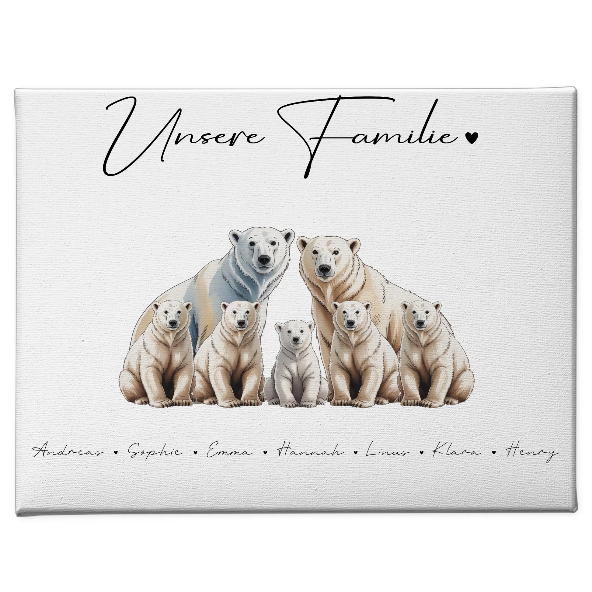 Leinwand Personalisiert Familie Eisbär Familienporträt Geschenk für Papa Mama Oma Opa 1