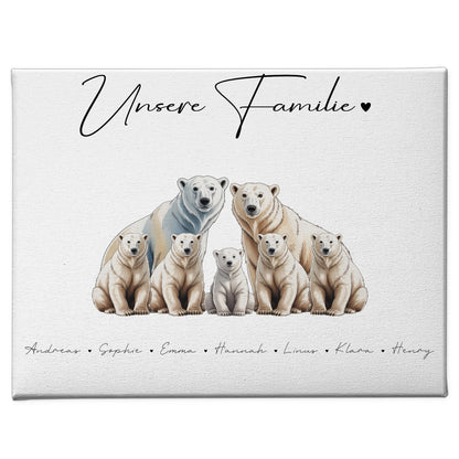 Leinwand Personalisiert Familie Eisbär Familienporträt Geschenk für Papa Mama Oma Opa 1