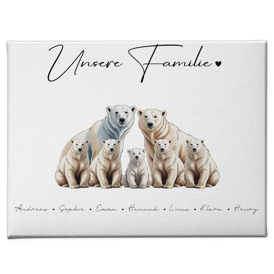 Leinwand Personalisiert Familie Eisbär Familienporträt Geschenk für Papa Mama Oma Opa 1