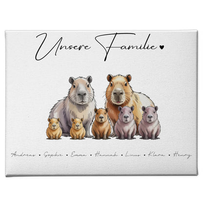 Familien Leinwand Mit Namen Capybara Familienporträt Geschenk für Oma Opa Mama Papa 1