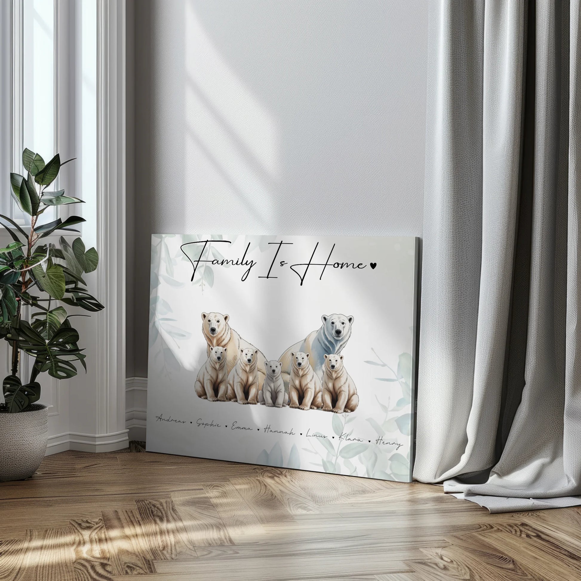 Familie Personalisierte Leinwand Eisbär Familienporträt Geschenk für Oma Opa Mama Papa 3