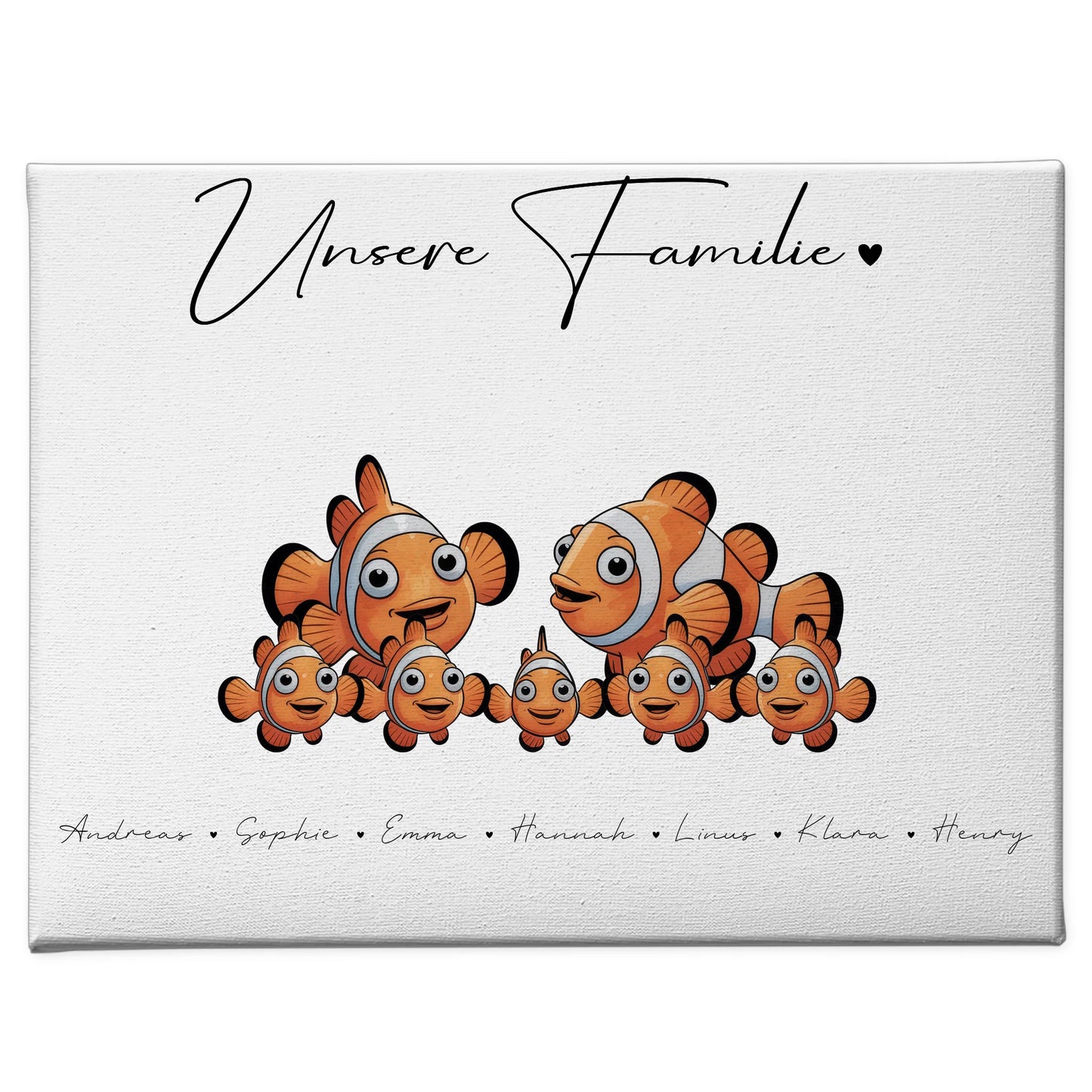 Leinwand Familie Namen Clownfisch Familienporträt Geschenk für Mama Papa Oma Opa 1