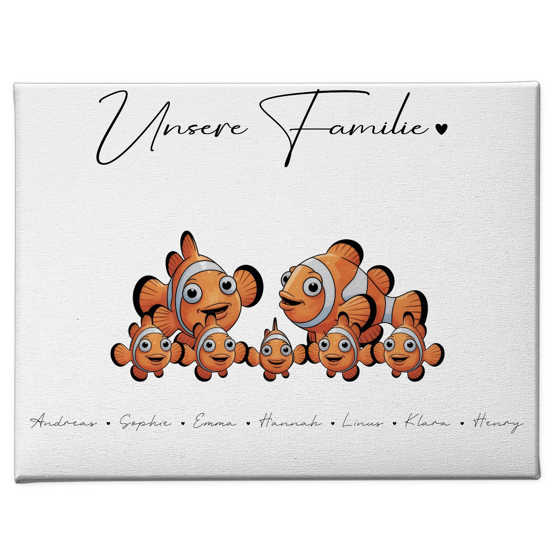 Leinwand Familie Namen Clownfisch Familienporträt Geschenk für Mama Papa Oma Opa 1