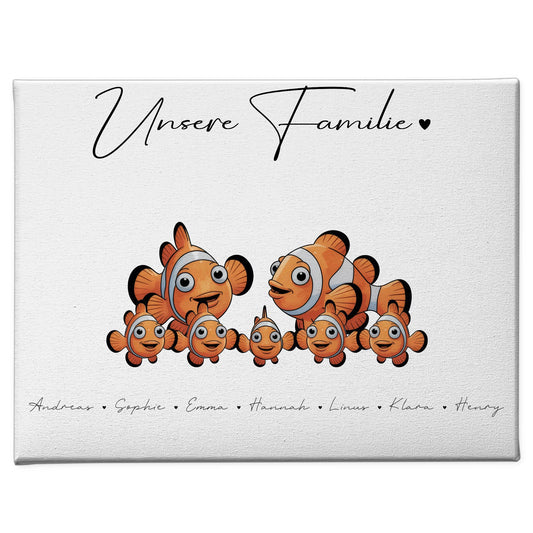 Leinwand Familie Namen Clownfisch Familienporträt Geschenk für Mama Papa Oma Opa 1