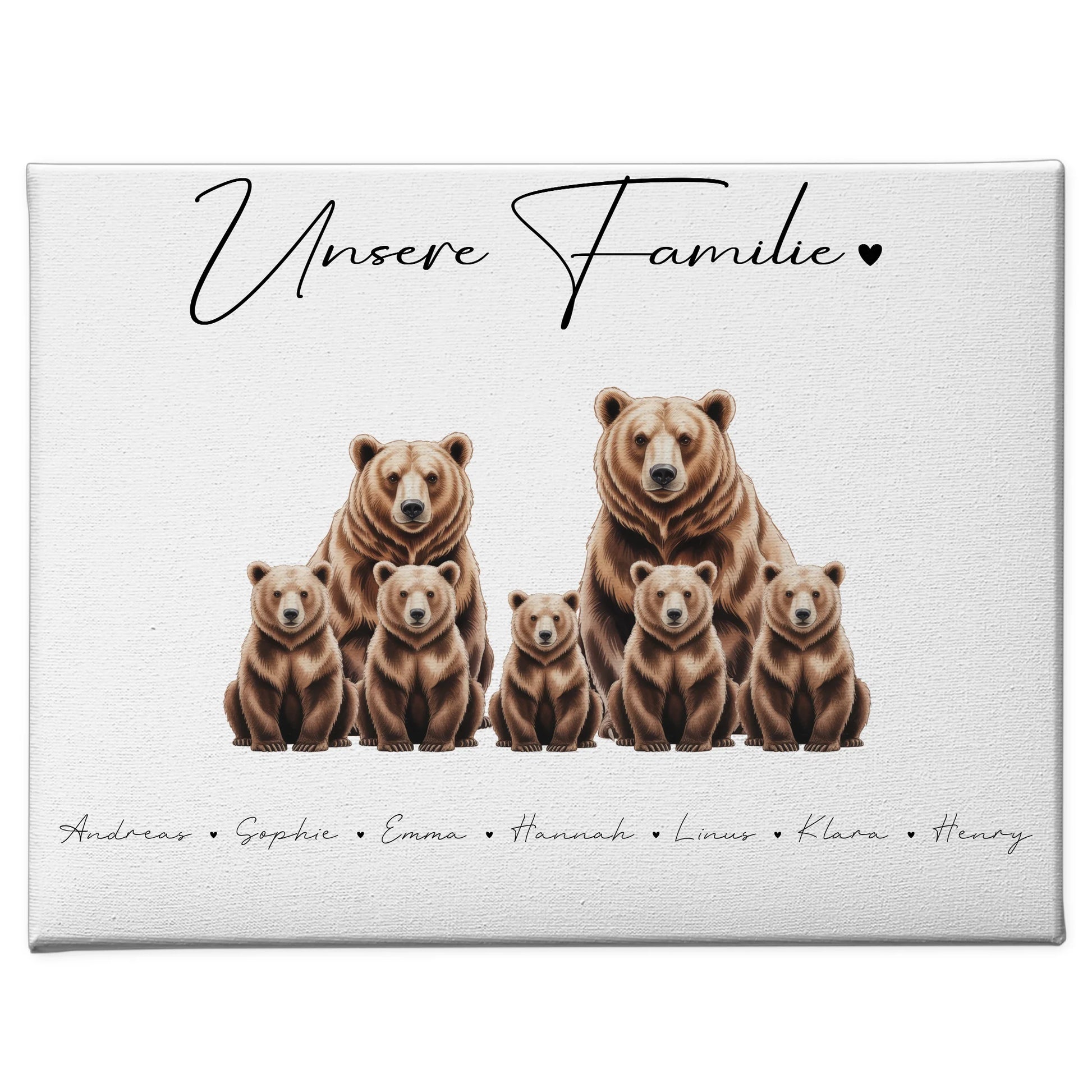 Familien Leinwand Braunbären Familienporträt Geschenk für Mama Papa Oma Opa 1