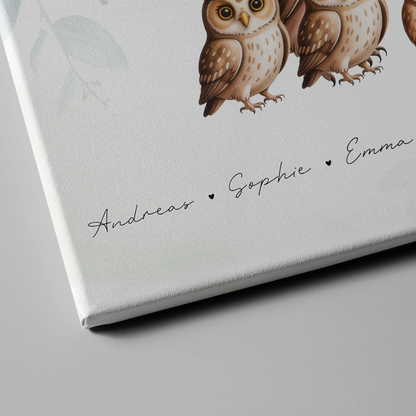 Personalisierte Leinwand Familie Eulen Familienporträt Geschenk für Papa Mama Oma Opa 4