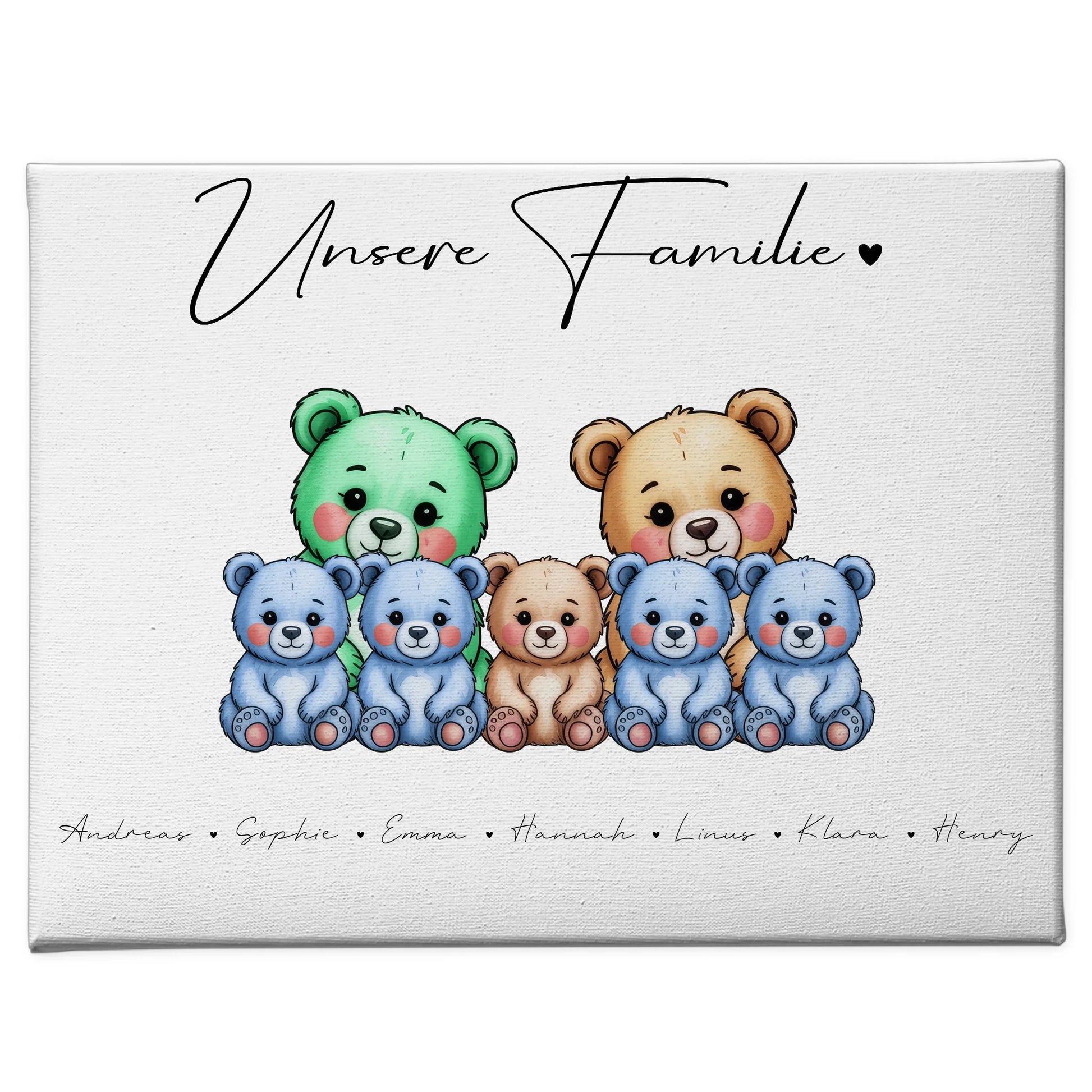 Leinwand Spruch Familie Bärchen Familienporträt Geschenk für Oma Opa Mama Papa 1
