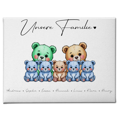 Leinwand Spruch Familie Bärchen Familienporträt Geschenk für Oma Opa Mama Papa 1