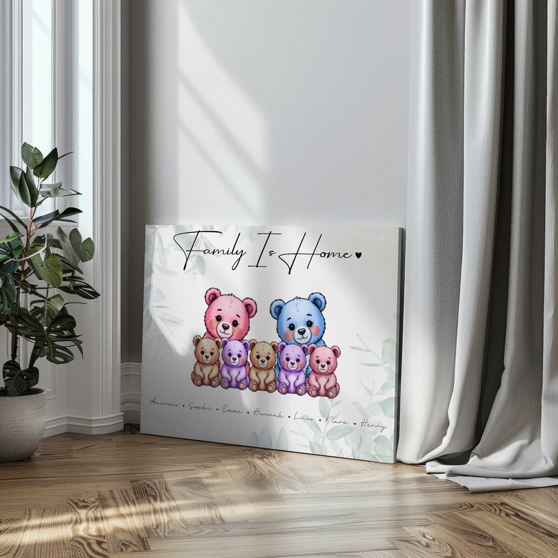 Leinwand Familie Bärchen Familienporträt Geschenk für Mama Papa Oma Opa 3