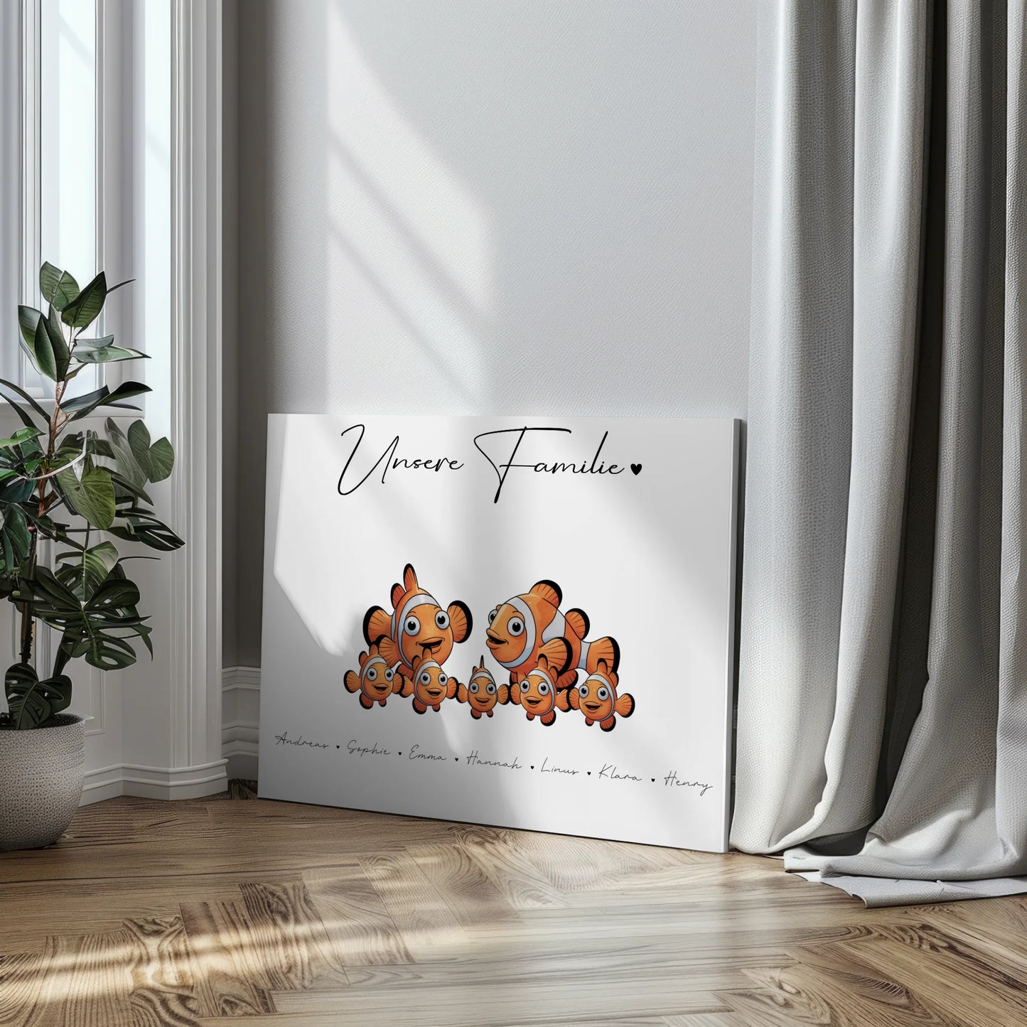 Leinwand Familie Namen Clownfisch Familienporträt Geschenk für Mama Papa Oma Opa 3