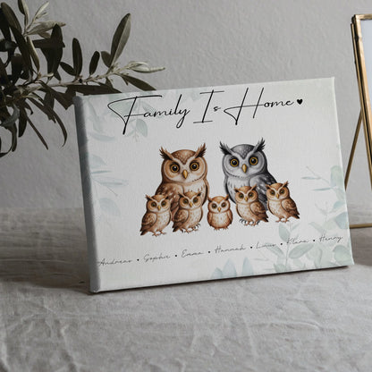 Personalisierte Leinwand Familie Eulen Familienporträt Geschenk für Papa Mama Oma Opa 5