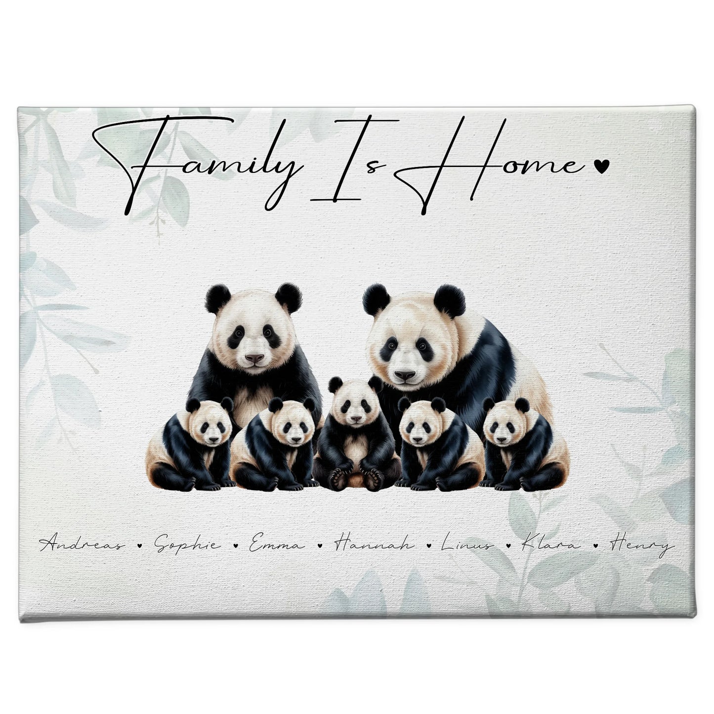 Leinwand Personalisiert Familie Panda Familienporträt Geschenk für Oma Opa Mama Papa 1