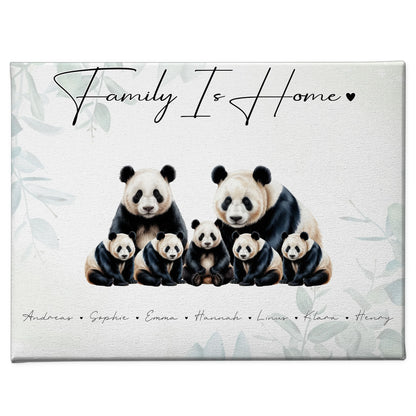 Leinwand Personalisiert Familie Panda Familienporträt Geschenk für Oma Opa Mama Papa 1
