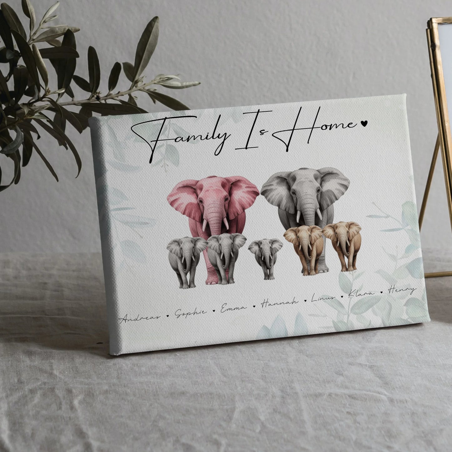 Leinwand Familie Spruch Elefanten Familienporträt Geschenk für Mama Papa Oma Opa 5