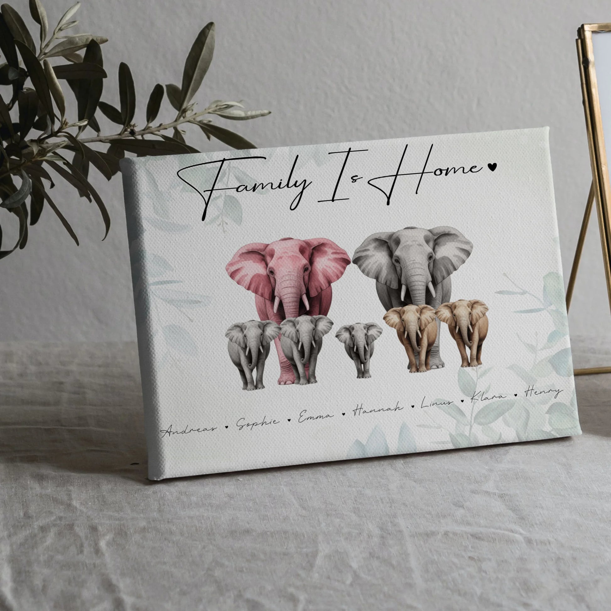 Leinwand Familie Spruch Elefanten Familienporträt Geschenk für Mama Papa Oma Opa 5