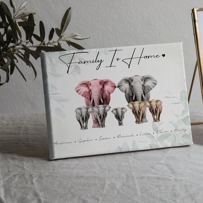 Leinwand Familie Spruch Elefanten Familienporträt Geschenk für Mama Papa Oma Opa 5