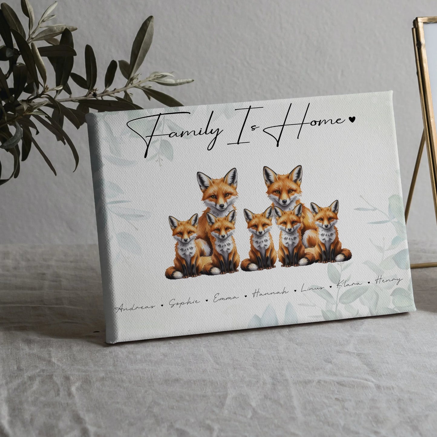Leinwand Sprüche Familie Fuchs Familienporträt Geschenk für Oma Opa Mama Papa 5