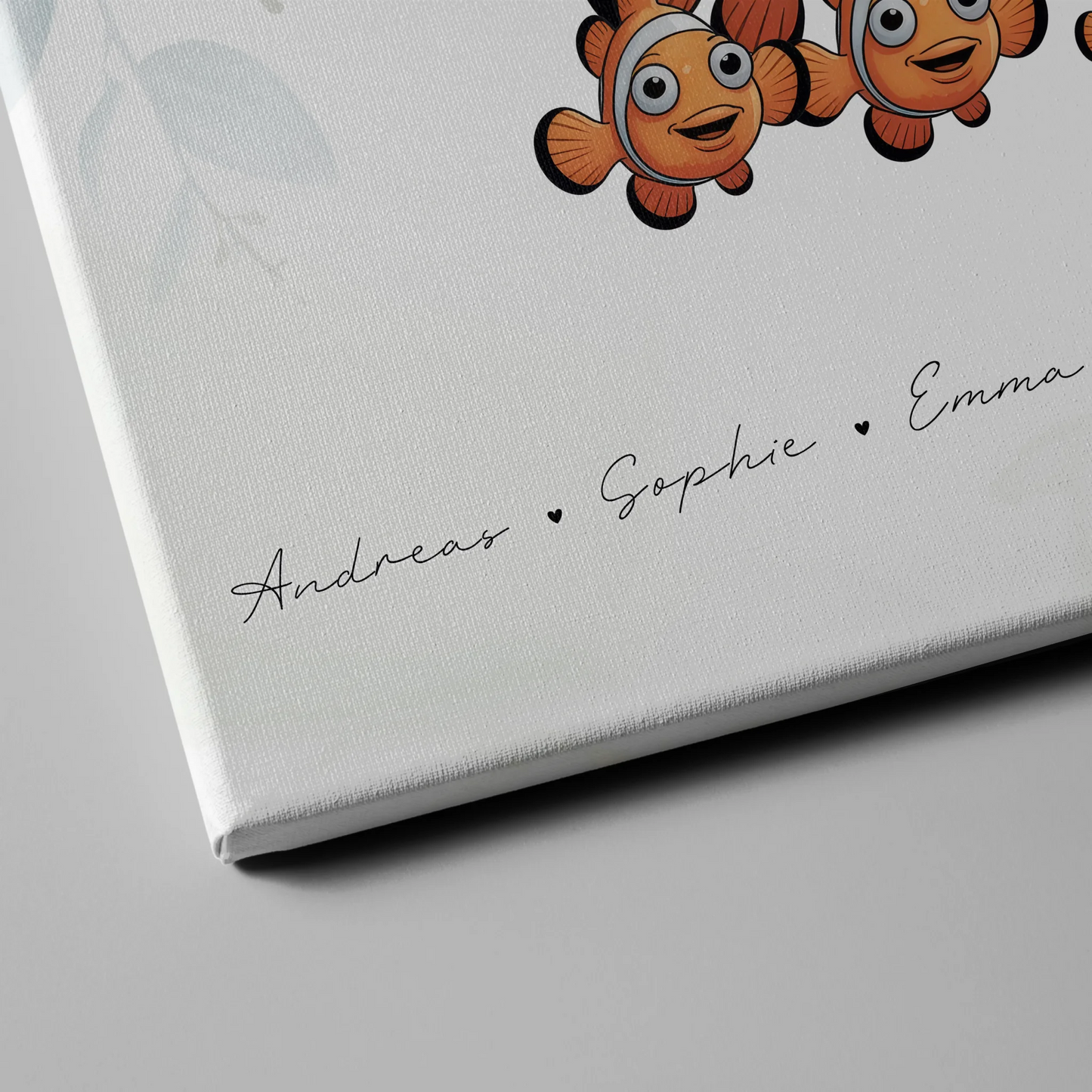 Leinwand Familie Namen Clownfisch Familienporträt Geschenk für Papa Mama Oma Opa 4