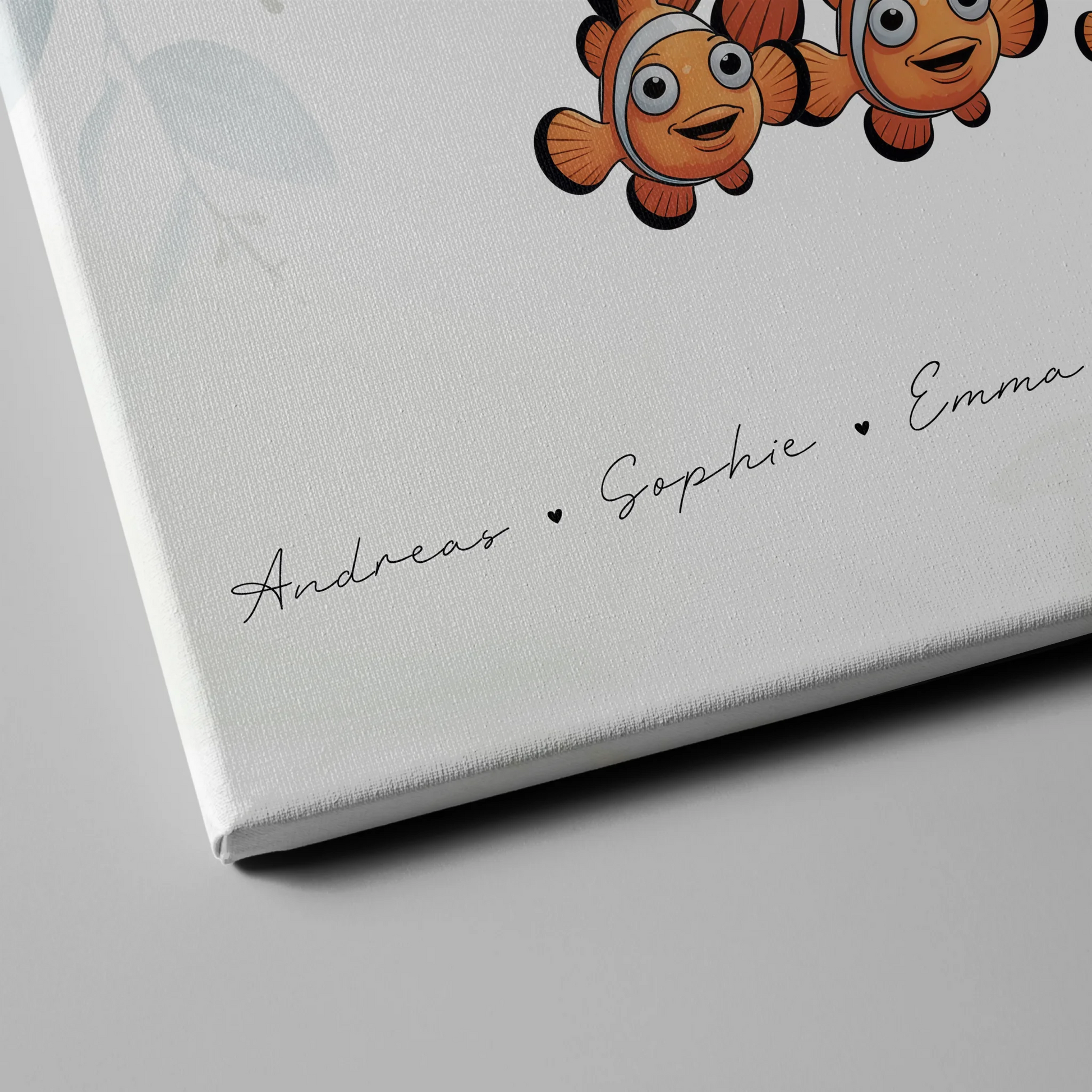 Leinwand Familie Namen Clownfisch Familienporträt Geschenk für Papa Mama Oma Opa 4