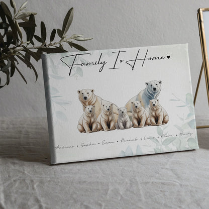 Familie Personalisierte Leinwand Eisbär Familienporträt Geschenk für Oma Opa Mama Papa 5