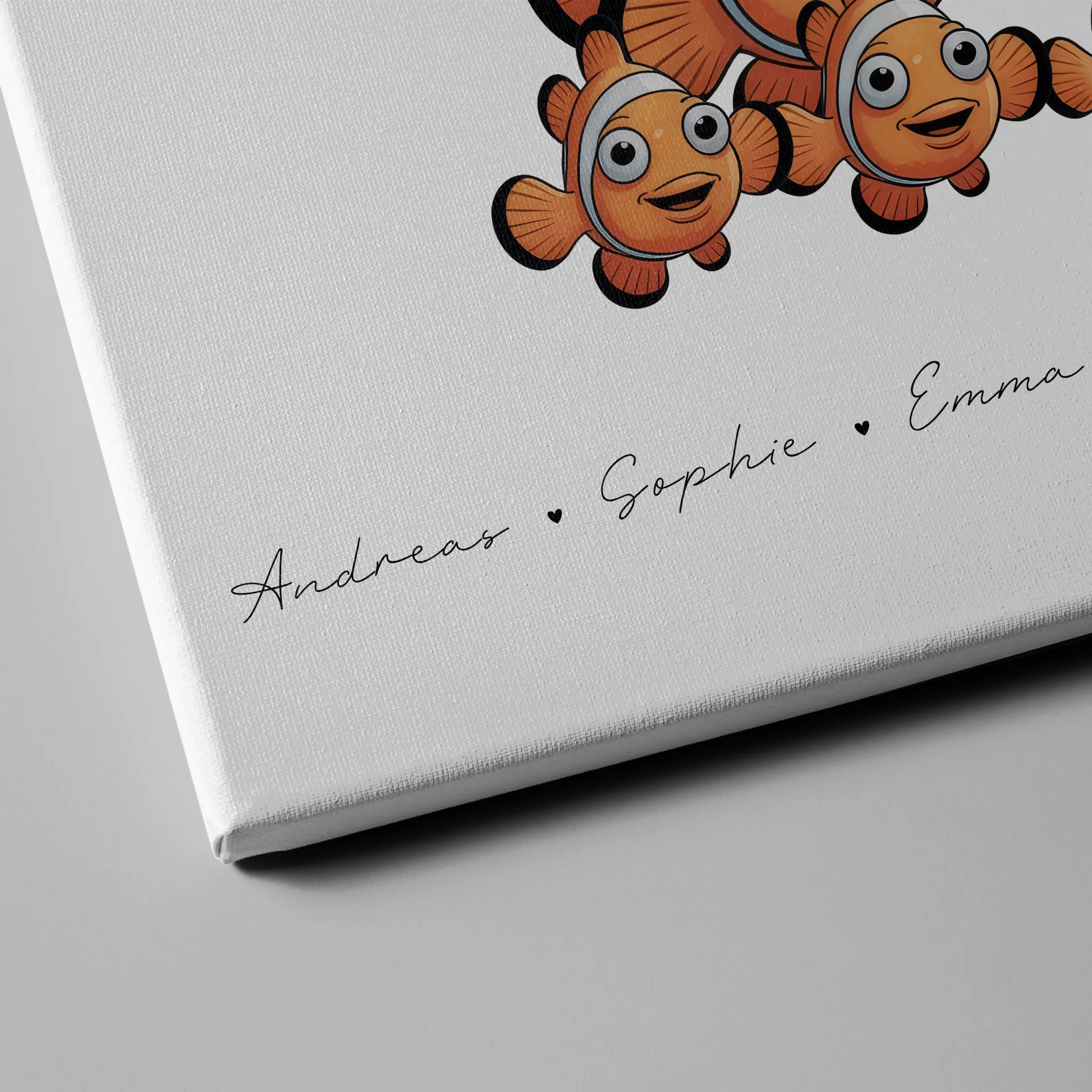 Leinwand Familie Namen Clownfisch Familienporträt Geschenk für Mama Papa Oma Opa 4