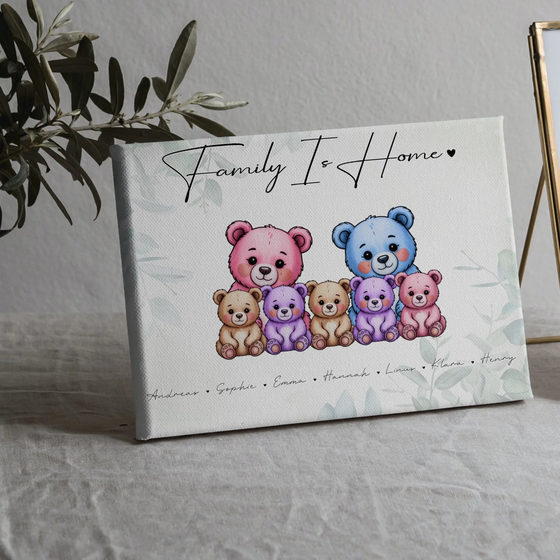 Leinwand Familie Bärchen Familienporträt Geschenk für Mama Papa Oma Opa 5
