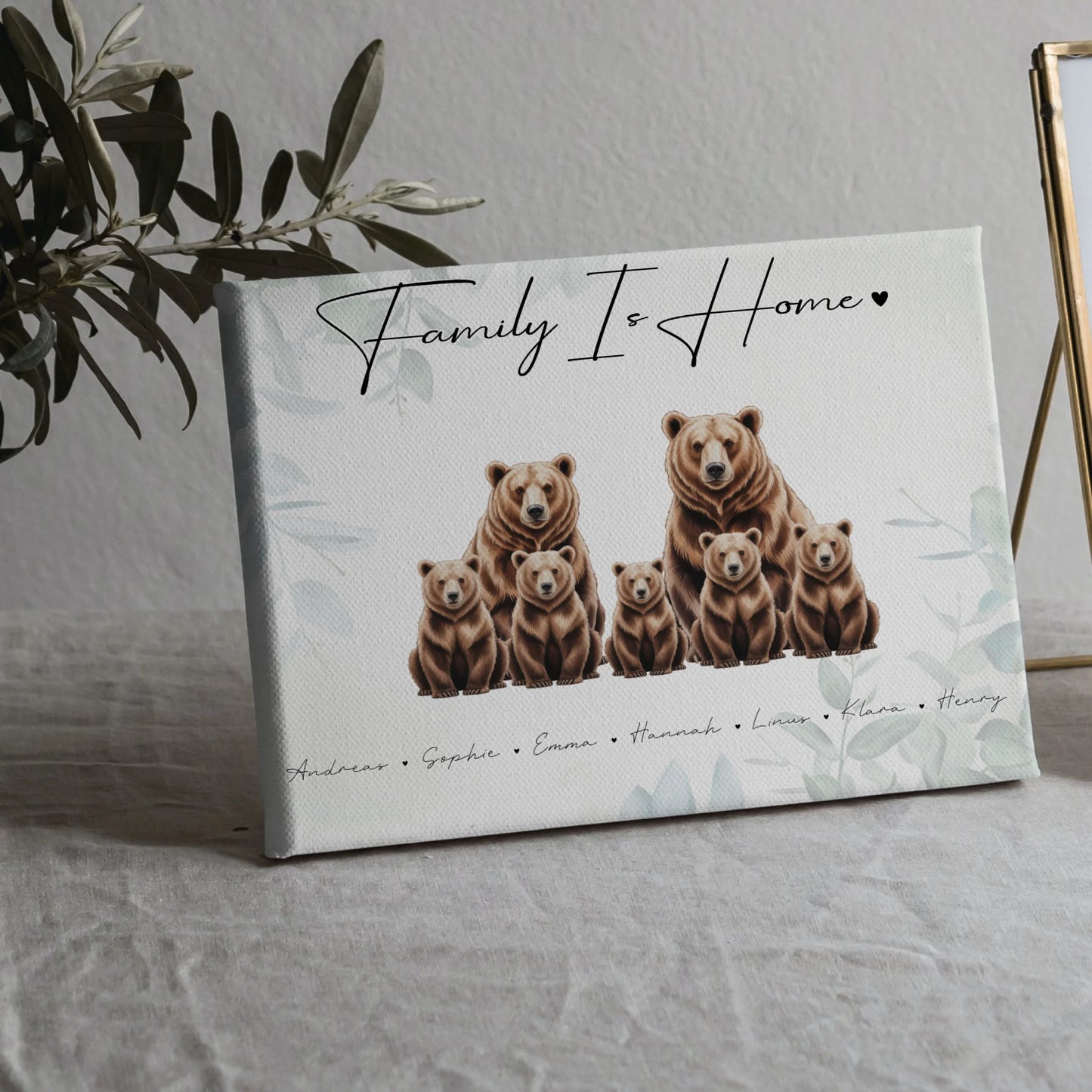 Leinwand Family Braunbären Familienporträt Geschenk für Papa Mama Oma Opa 5