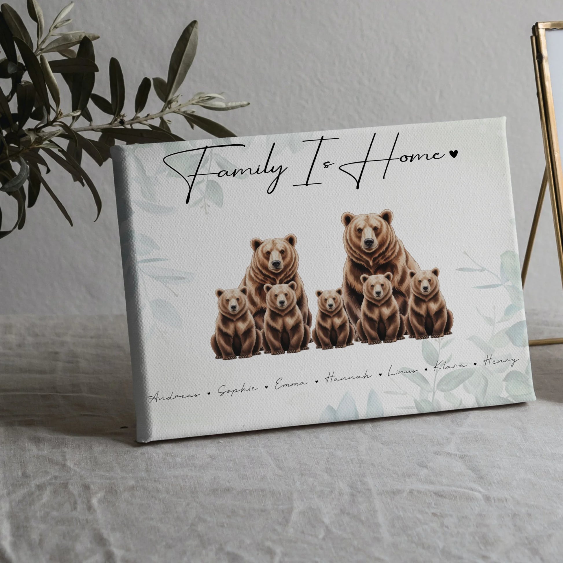 Leinwand Family Braunbären Familienporträt Geschenk für Papa Mama Oma Opa 5