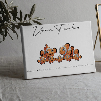 Leinwand Familie Namen Clownfisch Familienporträt Geschenk für Mama Papa Oma Opa 5