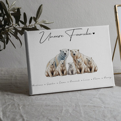 Leinwand Personalisiert Familie Eisbär Familienporträt Geschenk für Papa Mama Oma Opa 5