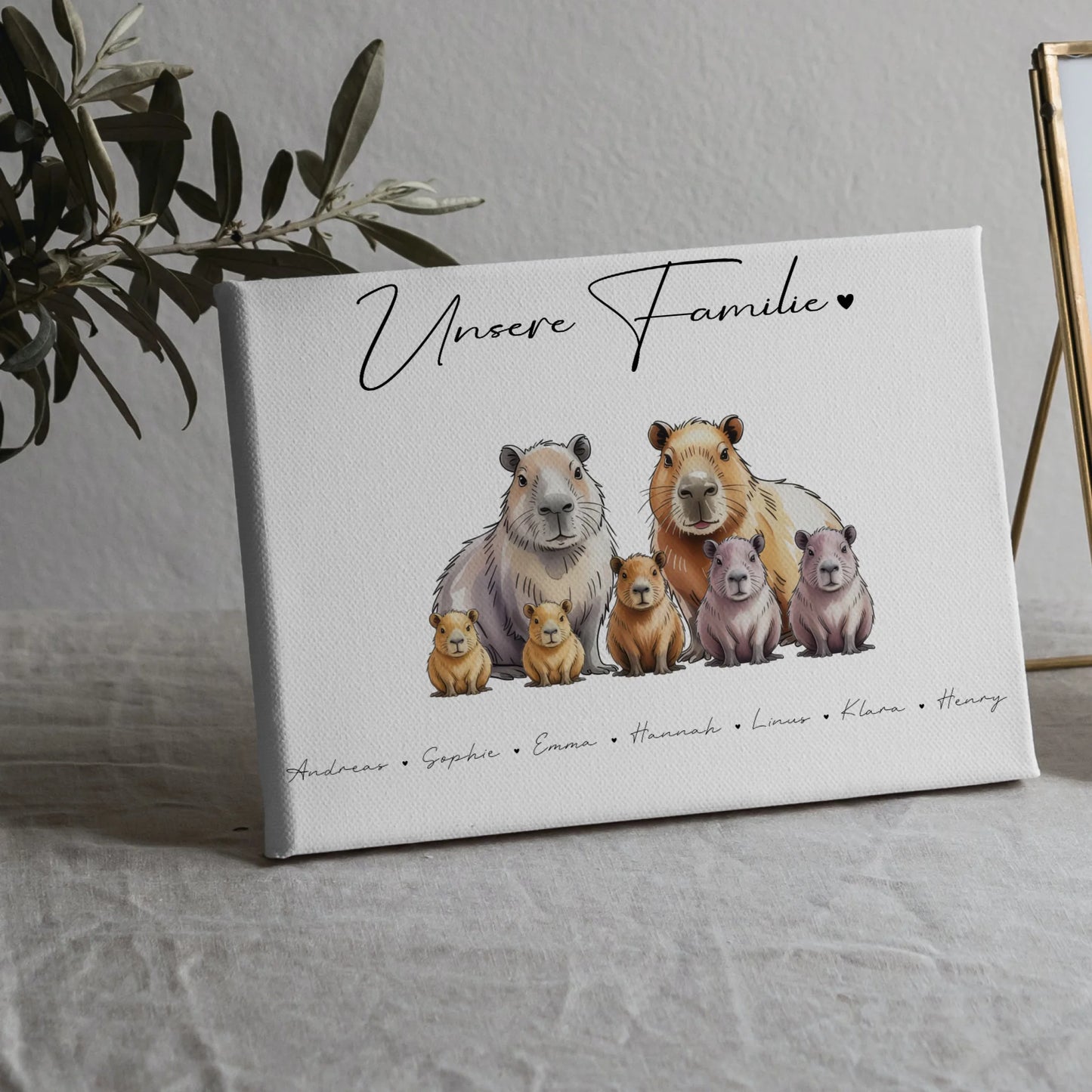 Familien Leinwand Mit Namen Capybara Familienporträt Geschenk für Oma Opa Mama Papa 5