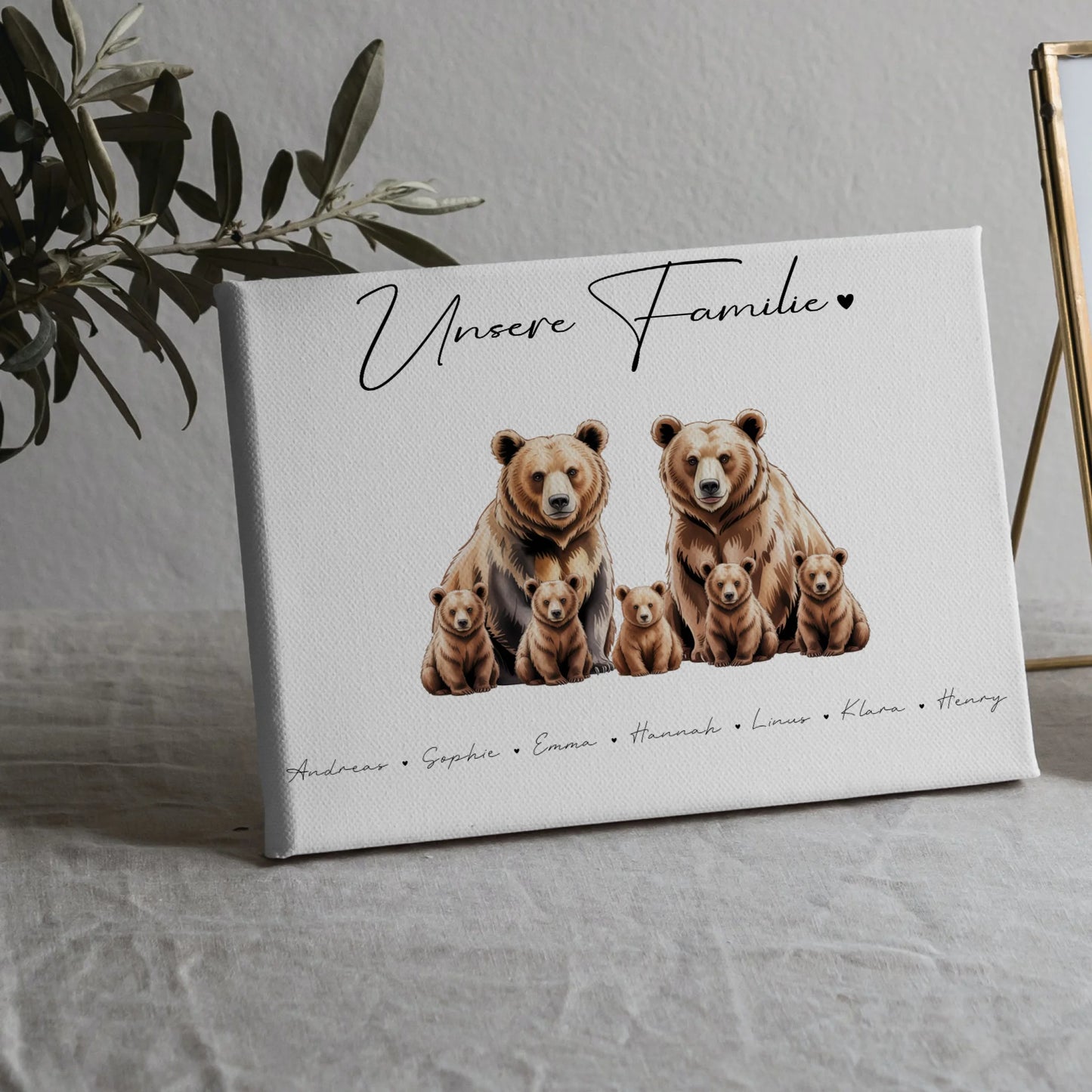 Leinwand Sprüche Familie Bären Familienporträt Geschenk für Papa Mama Oma Opa 5