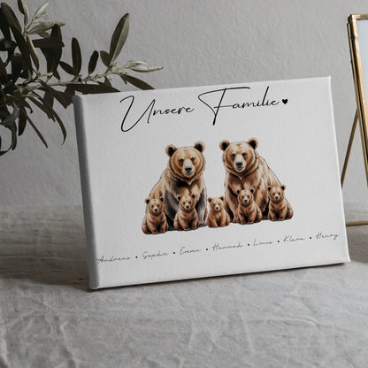 Leinwand Sprüche Familie Bären Familienporträt Geschenk für Papa Mama Oma Opa 5
