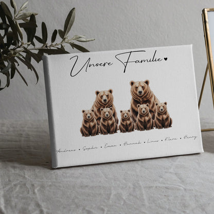 Familien Leinwand Braunbären Familienporträt Geschenk für Mama Papa Oma Opa 5