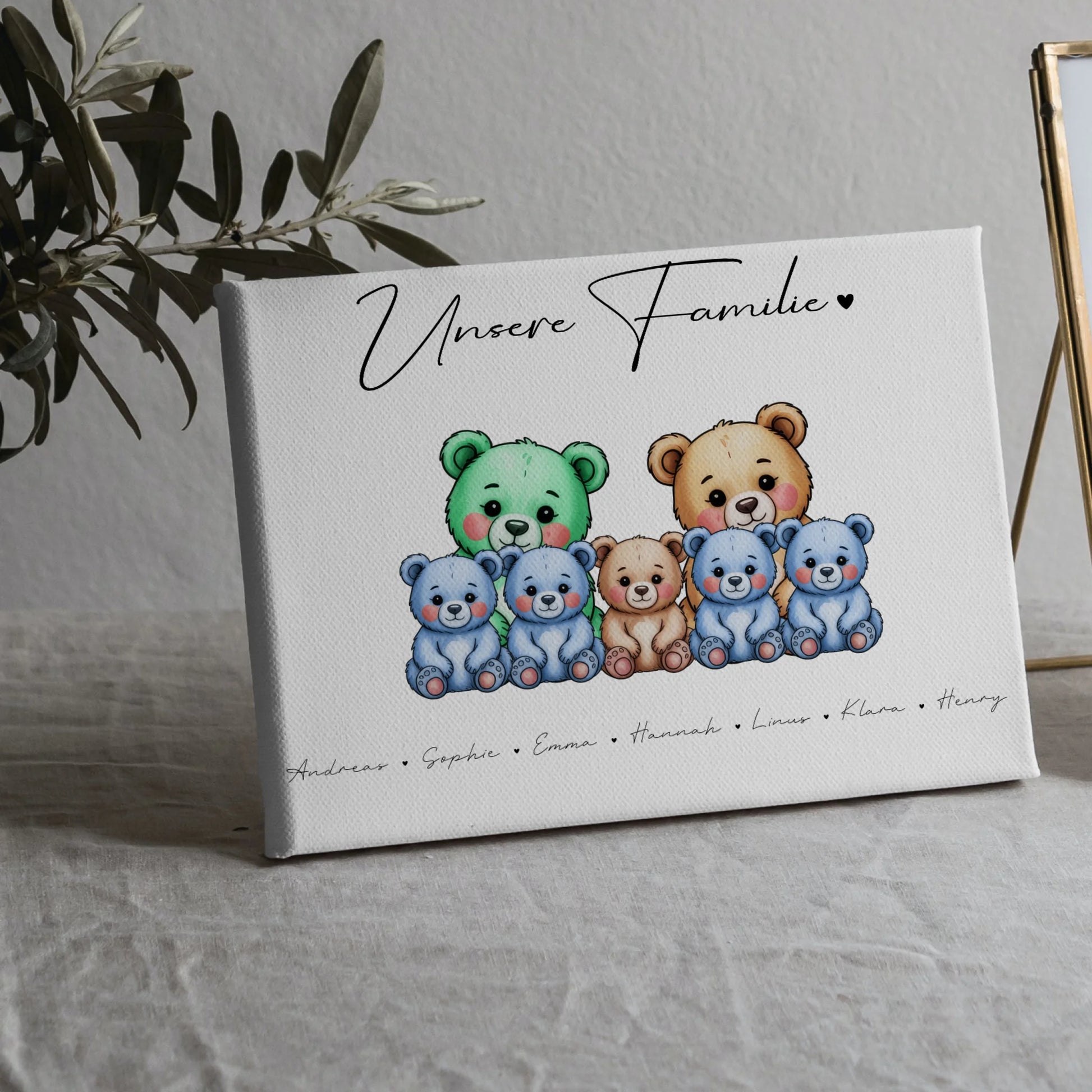 Leinwand Spruch Familie Bärchen Familienporträt Geschenk für Oma Opa Mama Papa 5