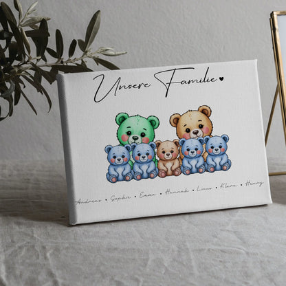 Leinwand Spruch Familie Bärchen Familienporträt Geschenk für Oma Opa Mama Papa 5