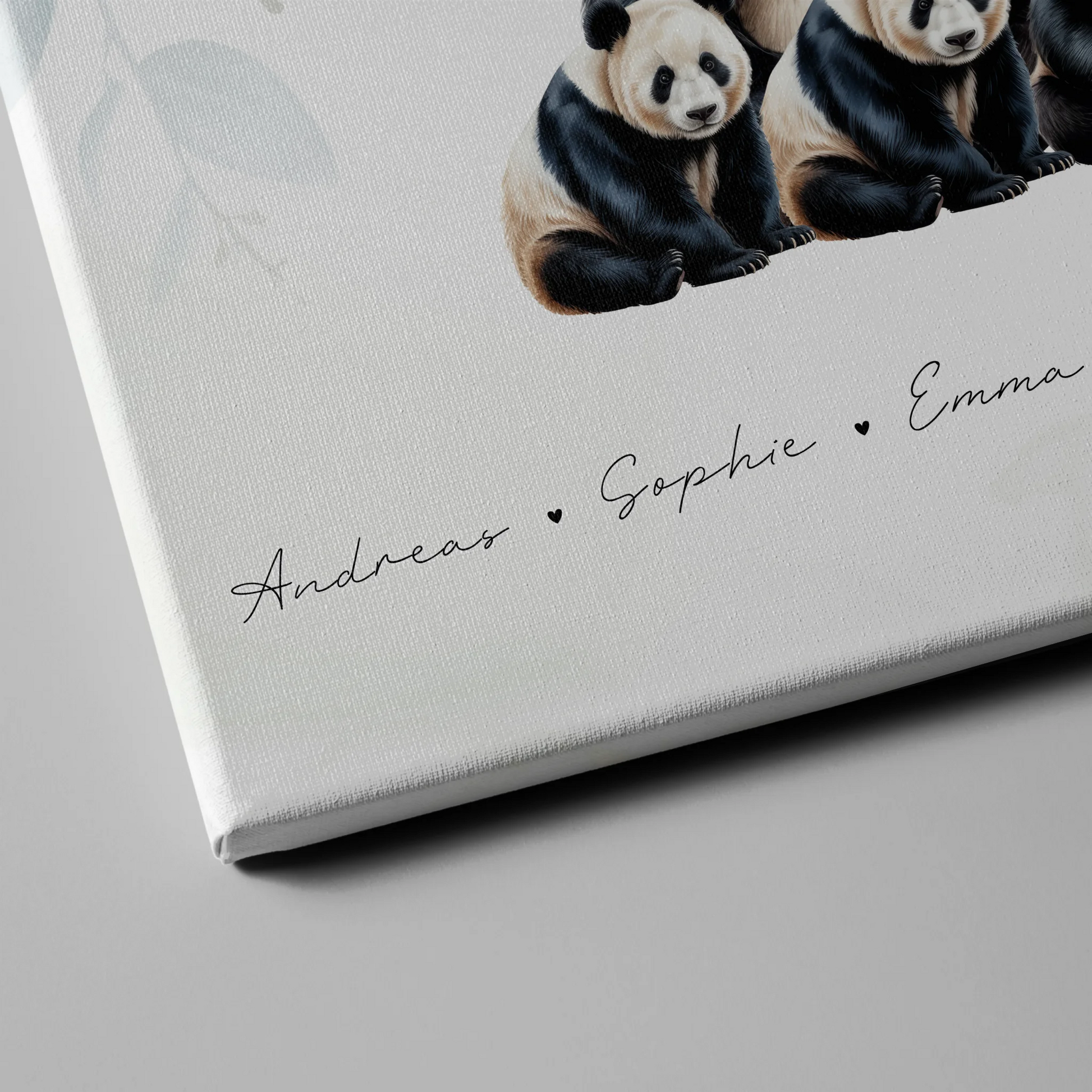 Leinwand Personalisiert Familie Panda Familienporträt Geschenk für Oma Opa Mama Papa 4