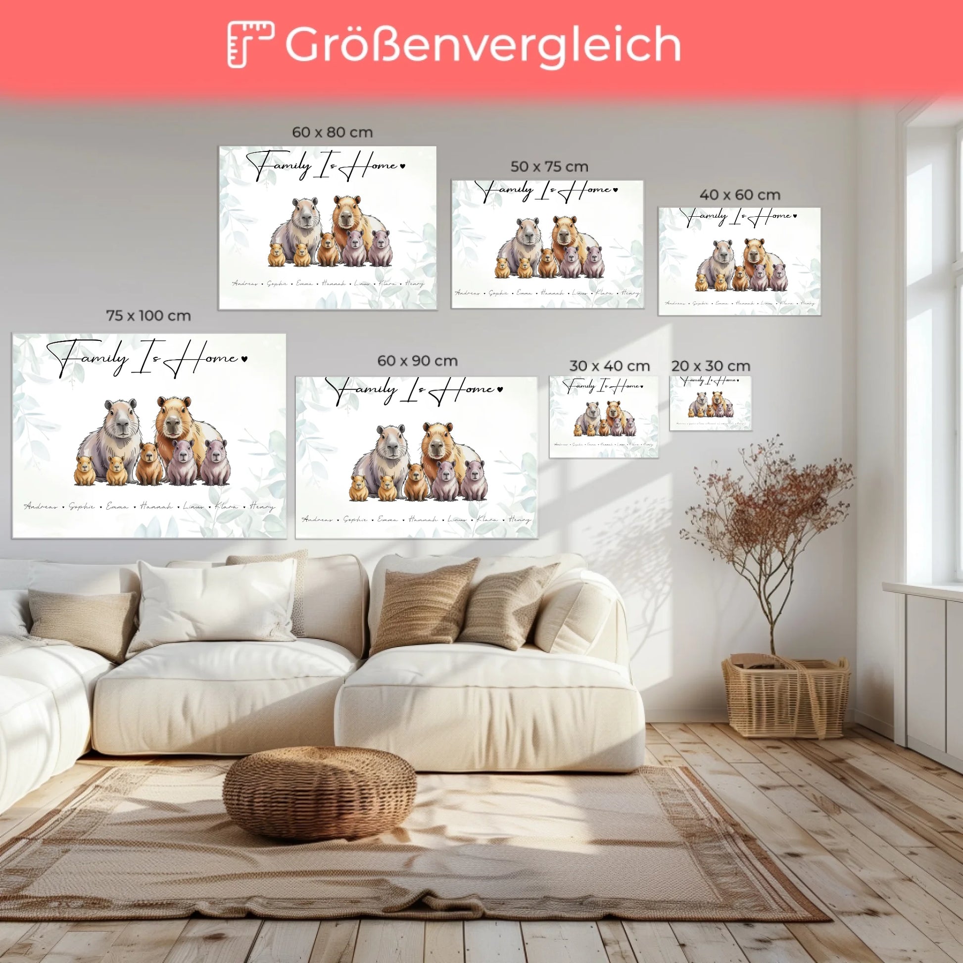 Familien Leinwand Personalisiert Capybara Familienporträt Geschenk für Mama Papa Oma Opa 6