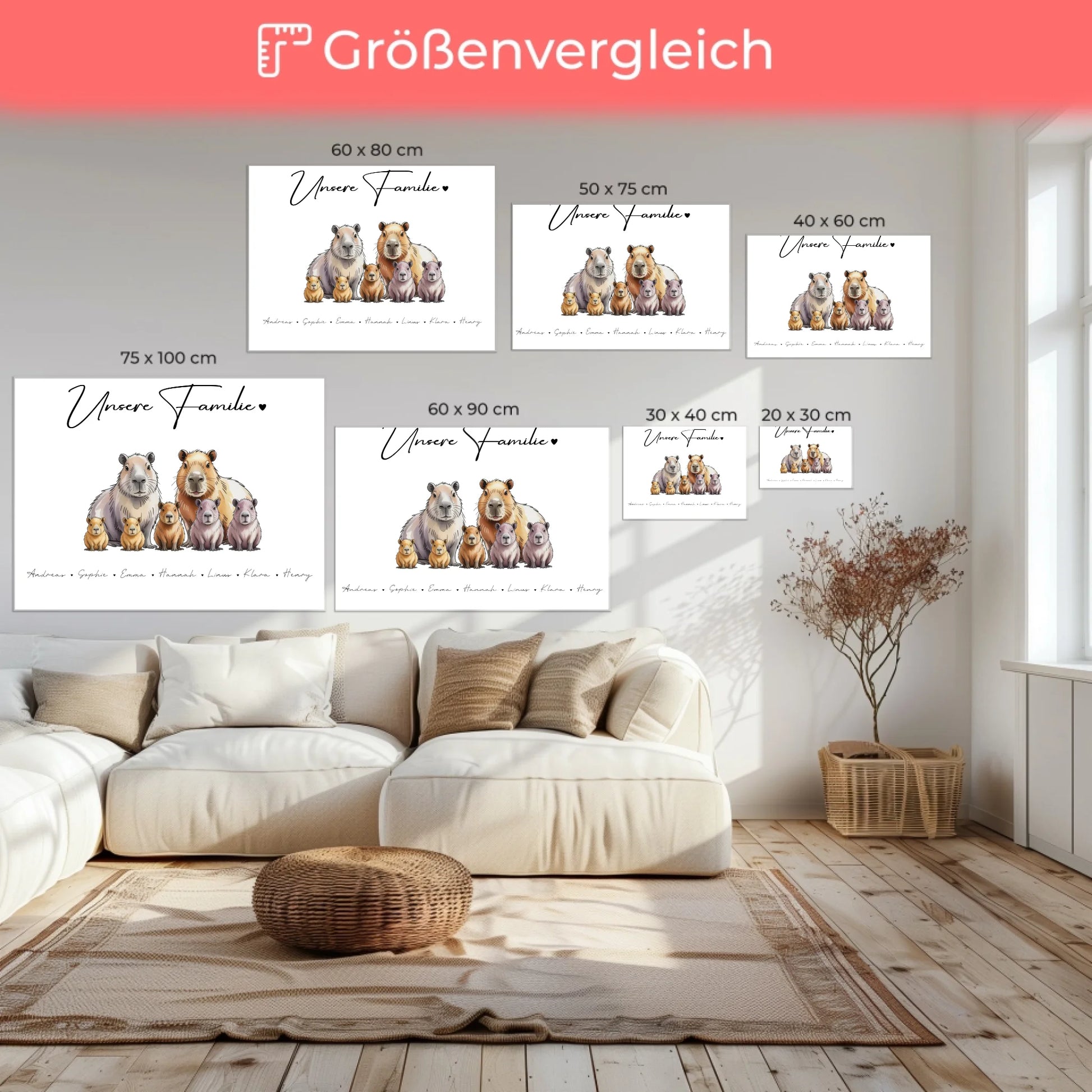 Familien Leinwand Mit Namen Capybara Familienporträt Geschenk für Oma Opa Mama Papa 6