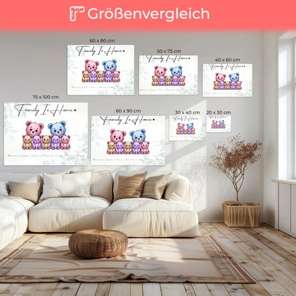 Leinwand Familie Bärchen Familienporträt Geschenk für Mama Papa Oma Opa 6