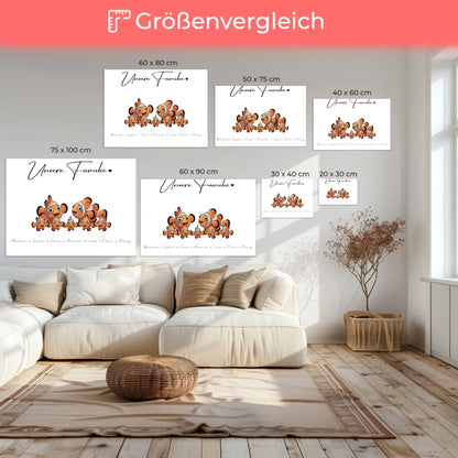 Leinwand Familie Namen Clownfisch Familienporträt Geschenk für Mama Papa Oma Opa 6