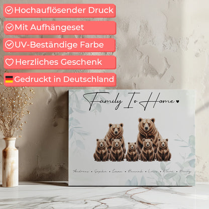 Leinwand Family Braunbären Familienporträt Geschenk für Papa Mama Oma Opa 7