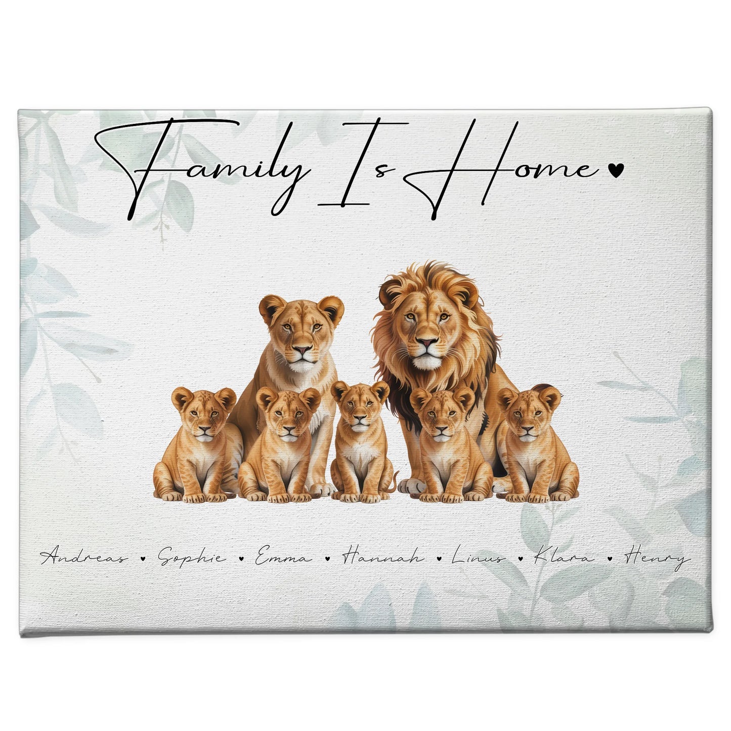 Leinwand Sprüche Familie Löwen Familienporträt Geschenk für Mama Papa Oma Opa 1