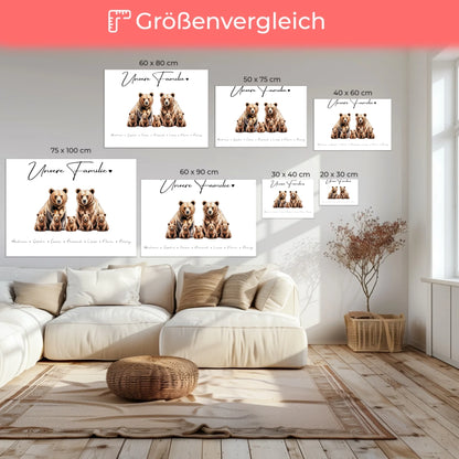 Leinwand Sprüche Familie Bären Familienporträt Geschenk für Papa Mama Oma Opa 6